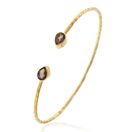 Pulsera Plata Dorada Mujer PUM0031DOCH Piedras Minerales Cuarzo Ahumado