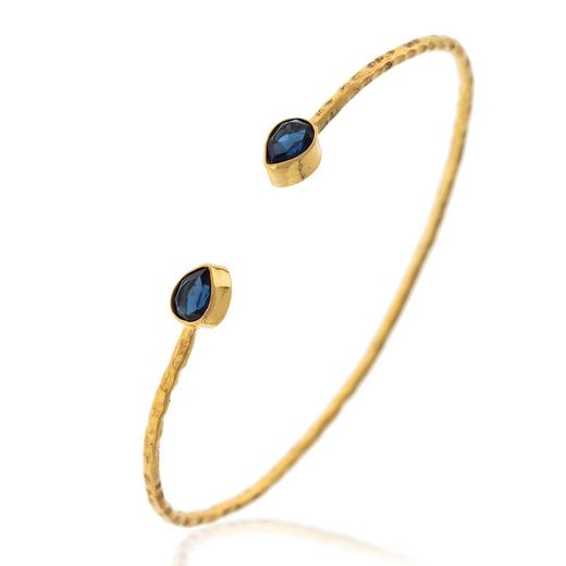 Pulsera Plata Dorada Mujer PUM0031DOGB Piedras Minerales Glass Blue