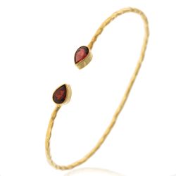 Pulsera Plata Dorada Mujer PUM0031DOGR Piedras Minerales Granate