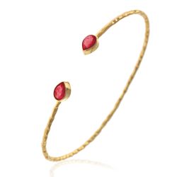 Pulsera Plata Dorada Mujer PUM0031DORU Piedras Minerales Rubí