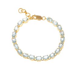 Pulsera Plata Dorada Mujer PUM0032DOAA Piedras Minerales Agata Azul