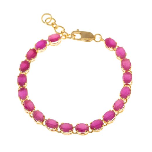 Pulsera Plata Dorada Mujer PUM0032DORU Piedras Minerales Rubí