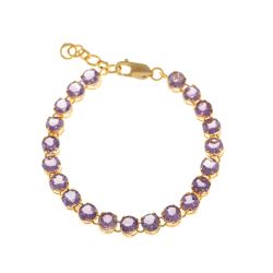 Pulsera Plata Dorada Mujer PUM0033DOAM Piedras Minerales Amatista