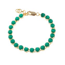 Pulsera Plata Dorada Mujer PUM0033DOOV Piedras Minerales Onix Verde