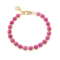 Pulsera Plata Dorada Mujer PUM0033DORU Piedras Minerales Rubí