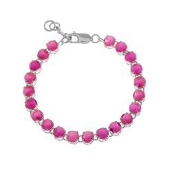 Pulsera Plata Dorada Mujer PUM0033DORV Piedras Minerales Rubí Multicolor