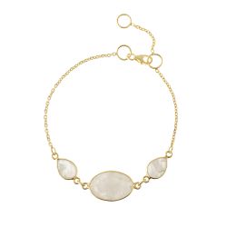 Pulsera Plata Dorada Mujer PUM0034DOCA Piedras Minerales Calcedonia