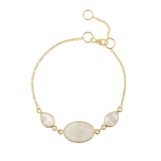 Pulsera Plata Dorada Mujer PUM0034DOCA Piedras Minerales Calcedonia
