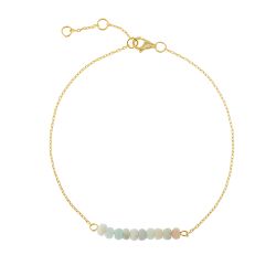 Pulsera Plata Dorada Mujer PUM0035DOJA Piedras Minerales Jade Azul