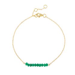 Pulsera Plata Dorada Mujer PUM0035DOJV Piedras Minerales Jade Verde