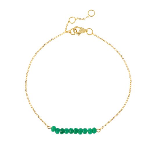 Pulsera Plata Dorada Mujer PUM0035DOJV Piedras Minerales Jade Verde