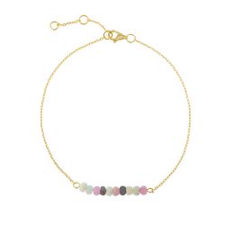 Pulsera Plata Dorada Mujer PUM0035DOTR Piedras Minerales Turmalina