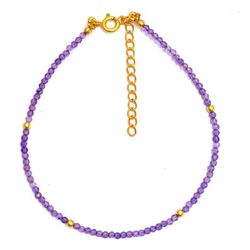 Pulsera Plata Dorada Mujer PUM0036DOAM Piedras Minerales Amatista