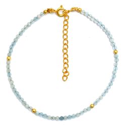 Pulsera Plata Dorada Mujer PUM0036DOAQ Piedras Minerales Aquamarina