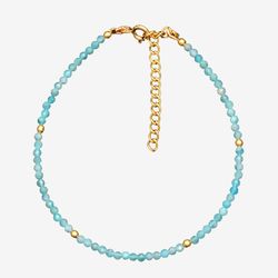 Pulsera Plata Dorada Mujer PUM0036DOAZ Piedras Minerales Amazonita