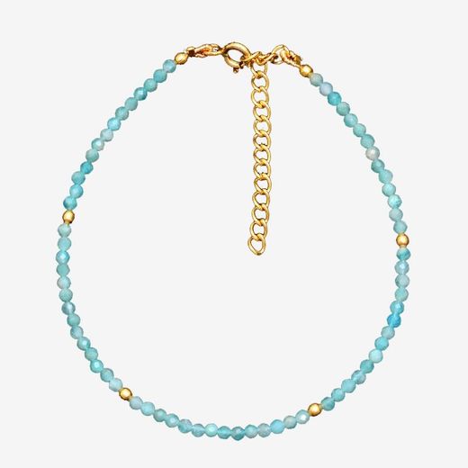 Pulsera Plata Dorada Mujer PUM0036DOAZ Piedras Minerales Amazonita