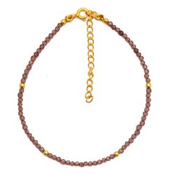 Pulsera Plata Dorada Mujer PUM0036DOCH Piedras Minerales Cuarzo Ahumado