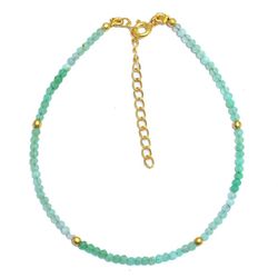 Pulsera Plata Dorada Mujer PUM0036DOCP Piedras Minerales Crisoprasa