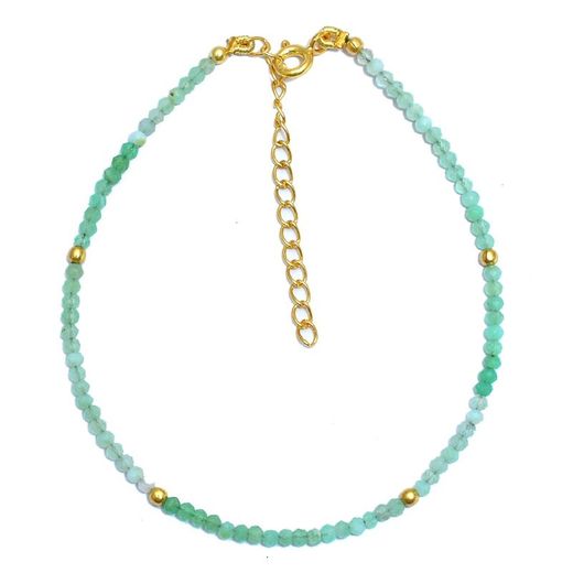 Pulsera Plata Dorada Mujer PUM0036DOCP Piedras Minerales Crisoprasa