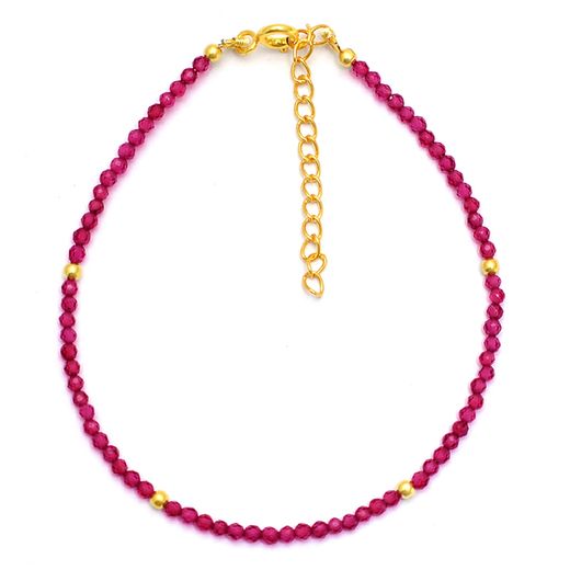 Pulsera Plata Dorada Mujer PUM0036DOCY Piedras Minerales Cuarzo Rubí