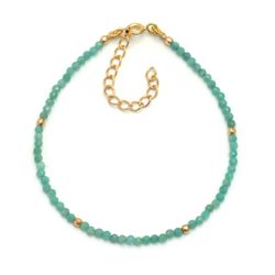 Pulsera Plata Dorada Mujer PUM0036DOES Piedras Minerales Esmeralda Natural de Zambia