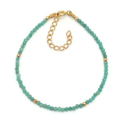Pulsera Plata Dorada Mujer PUM0036DOES Piedras Minerales Esmeralda Natural de Zambia