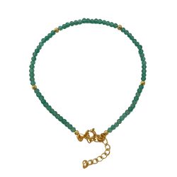 Pulsera Plata Dorada Mujer PUM0036DOOV Piedras Minerales Onix Verde