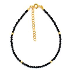 Pulsera Plata Dorada Mujer PUM0036DOOX Piedras Minerales Onix Negro