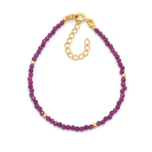 Pulsera Plata Dorada Mujer PUM0036DORU Piedras Minerales Rubí Indio Natural
