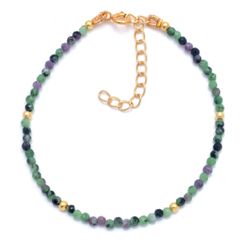 Pulsera Plata Dorada Mujer PUM0036DORZ Piedras Minerales Rubí Zoisita