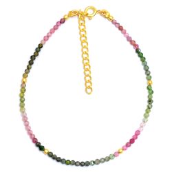 Pulsera Plata Dorada Mujer PUM0036DOTR Piedras Minerales Turmalina