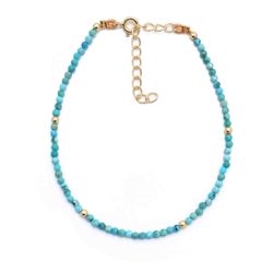 Pulsera Plata Dorada Mujer PUM0036DOTU Piedras Minerales Turquesa