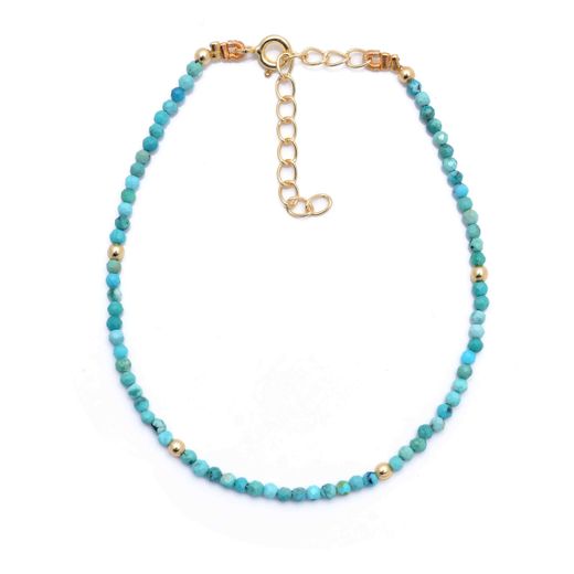 Pulsera Plata Dorada Mujer PUM0036DOTU Piedras Minerales Turquesa