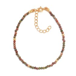 Pulsera Plata Dorada Mujer PUM0036DOUN Piedras Minerales Unakite