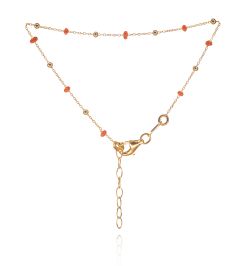 Pulsera Plata Dorada Mujer PUM0043DOCL Piedras Minerales Coral