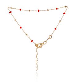 Pulsera Plata Dorada Mujer PUM0043DOER Piedras Minerales Rojas