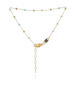 Pulsera Plata Dorada Mujer PUM0043DOET Piedras Minerales Turquesa Claro