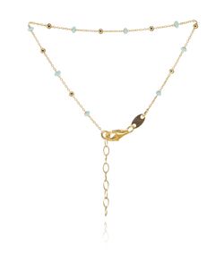 Pulsera Plata Dorada Mujer PUM0043DOSB Piedras Minerales Azul Cielo
