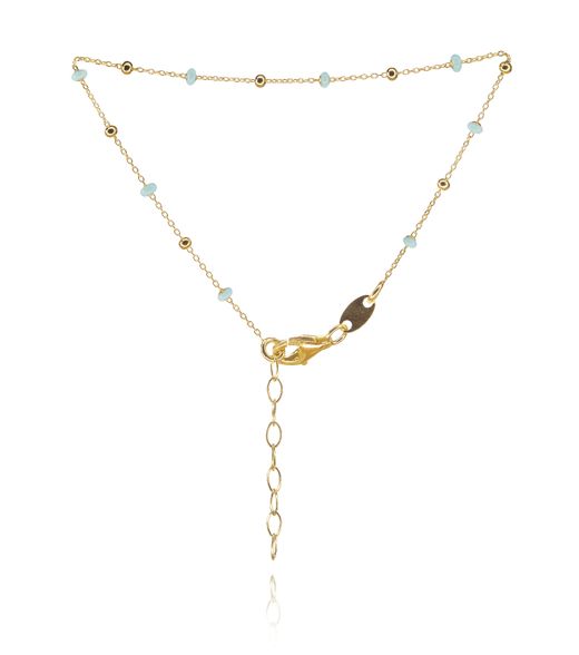 Pulsera Plata Dorada Mujer PUM0043DOSB Piedras Minerales Azul Cielo