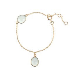 Pulsera Plata Dorada Mujer PUM0044DOCAXX Piedras Minerales Calcedonia