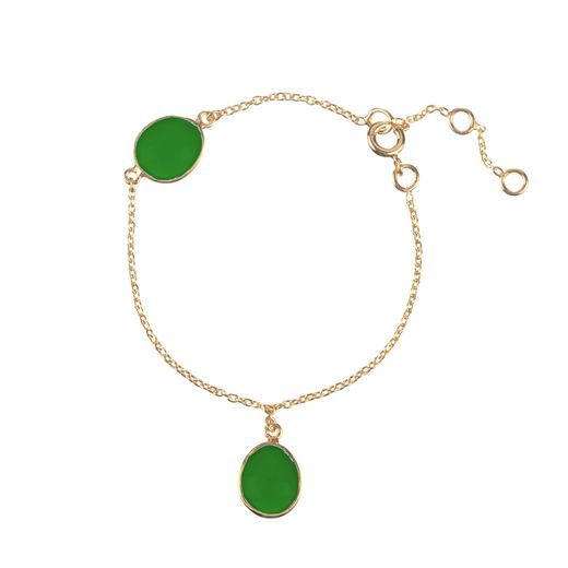 Pulsera Plata Dorada Mujer PUM0044DOCPXX Piedras Minerales Crisoprasa