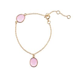 Pulsera Plata Dorada Mujer PUM0044DOCRXX Piedras Minerales Ópalo Rosa