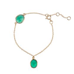 Pulsera Plata Dorada Mujer PUM0044DOOVXX Piedras Minerales Onix Verde