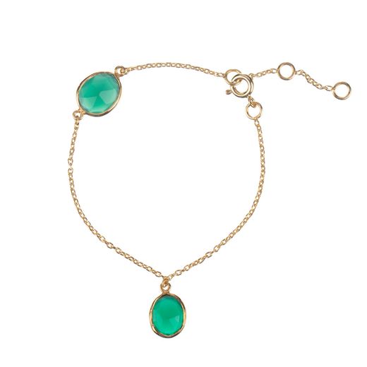 Pulsera Plata Dorada Mujer PUM0044DOOVXX Piedras Minerales Onix Verde