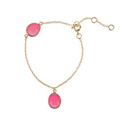 Pulsera Plata Dorada Mujer PUM0044DORUXX Piedras Minerales Rubí