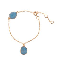 Pulsera Plata Dorada Mujer PUM0044DOTUXX Piedras Minerales Turquesa