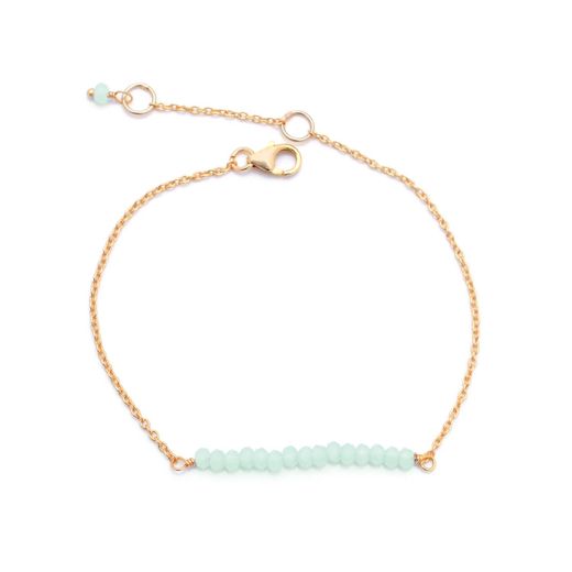 Pulsera Plata Dorada Mujer PUM0045DOCAXX Piedras Minerales Calcedonia