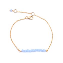 Pulsera Plata Dorada Mujer PUM0045DOCBXX Piedras Minerales Calcedonia Azul