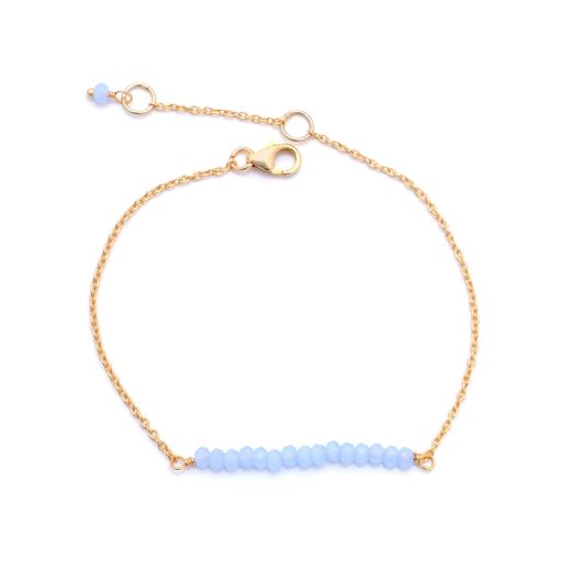 Pulsera Plata Dorada Mujer PUM0045DOCBXX Piedras Minerales Calcedonia Azul