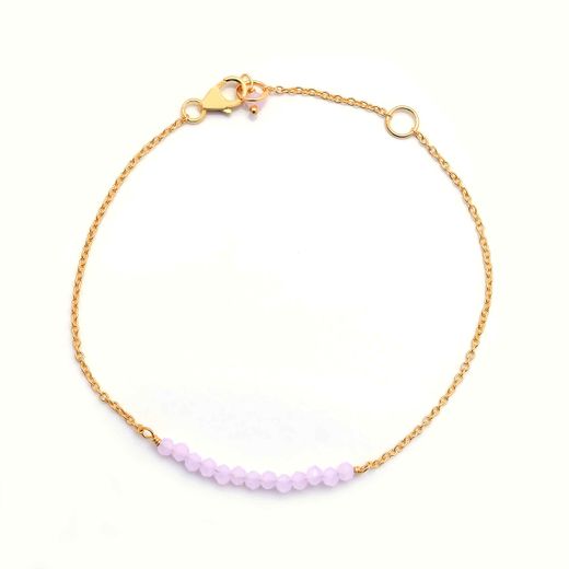 Pulsera Plata Dorada Mujer PUM0045DOCRXX Piedras Minerales Cuarzo Rosa